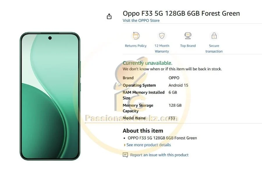 Oppo F33’s premature Amazon listing reveals key specs before launch